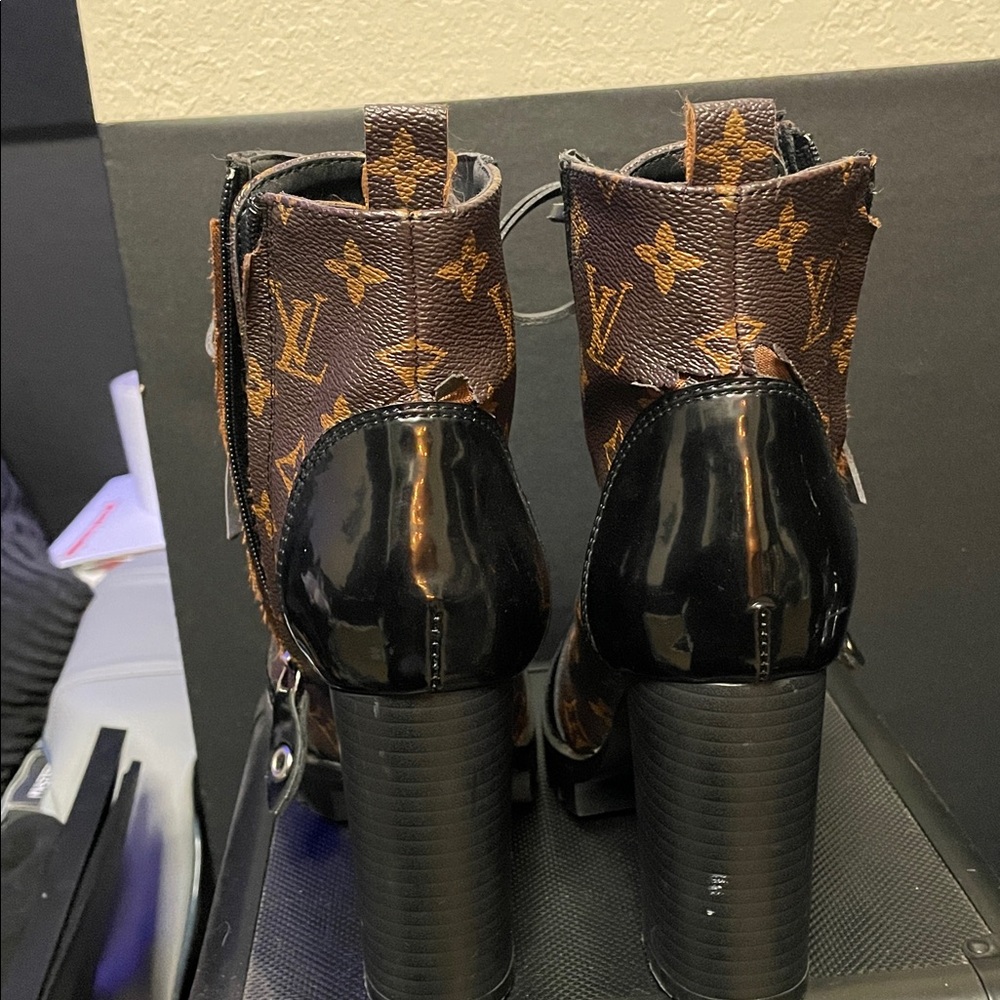 LV Black and Brown Heeled Boots - Picture 3 of 5